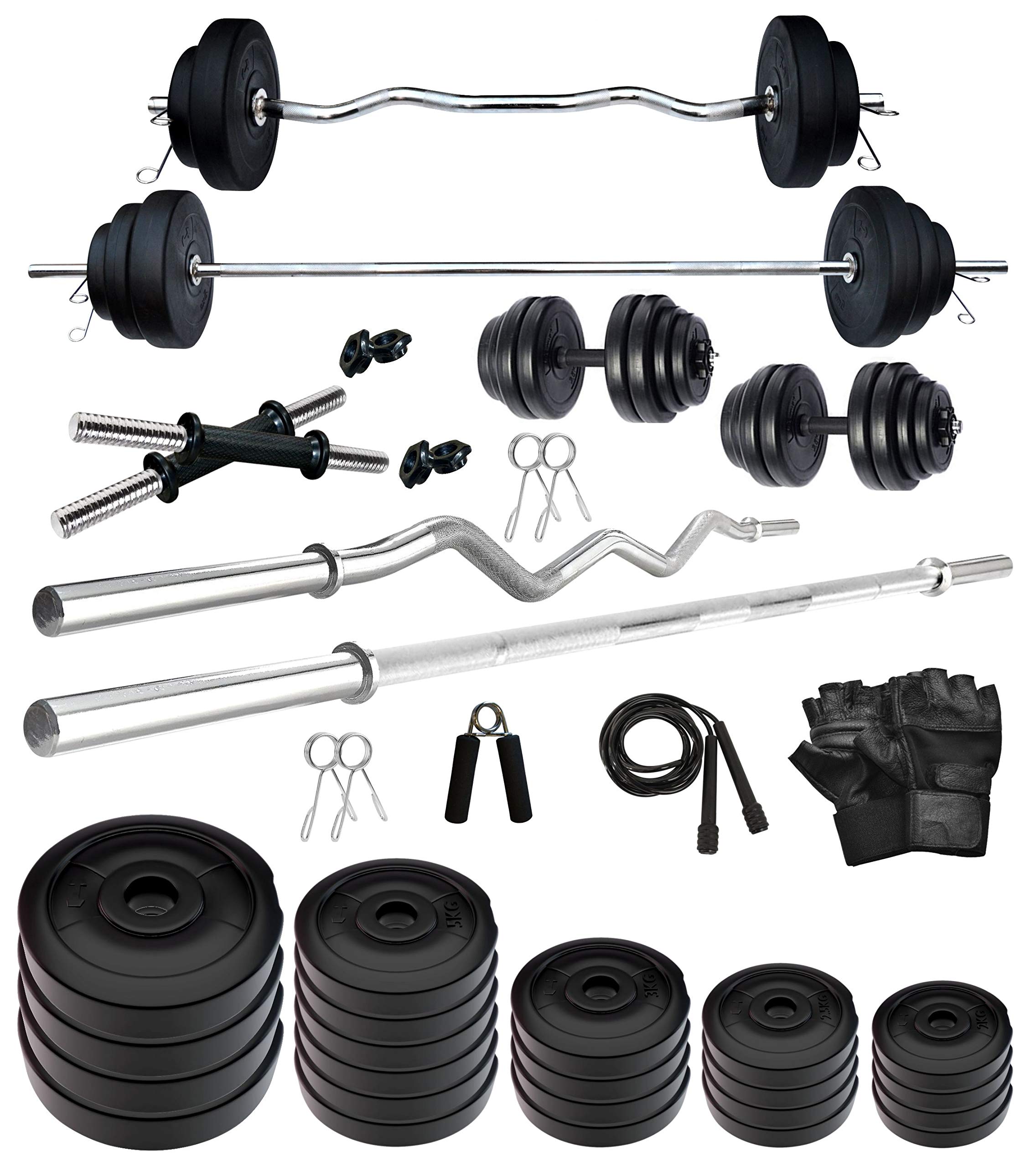 Kore PVC 100 Kg COMBO2-WB with One 5 Ft Plain + One 3 Ft Curl Rod and One Pair Dumbbell Rods with Gym Accessories Home Gym Set, Multicolor (B08WJJ9H9T) Amazon Price History, Amazon Price Tracker