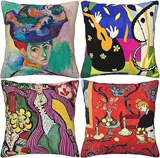 HOSTECCO Matisse Pattern Throw Pillow Covers 18x18 inches Set of 4 Abstr...