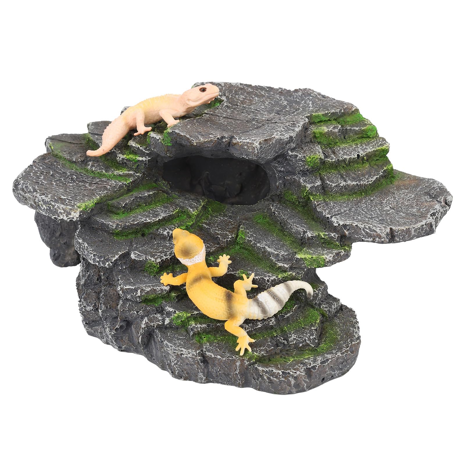 IBWell Bearded Dragon Hides and Caves Basking Rock Resin Hermit Crab Climbing Accessories for Habitat Aquarium Hiding Places for Lizard Spider Gecko