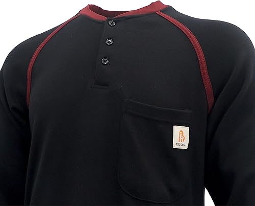 Miniatura 5 de BOCOMAL Camisas FR resistentes al fuego Henley impresas y camuflaje dos tonos 7oz camisas de trabajo ignífugas para hombre