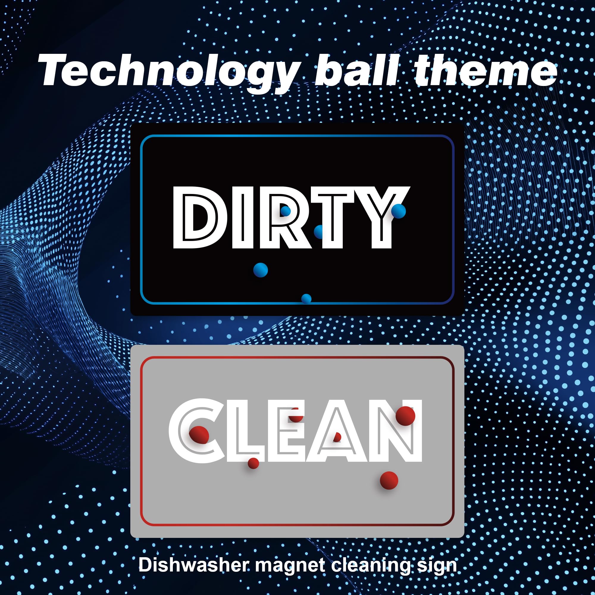 Prank Skull Dishwasher Magnet Clean Dirty Sign Double Sided Non-Scratching Strong Magnet Indicator Tells Whether Dishes are Clean or Dirty (Blue Red Dot)