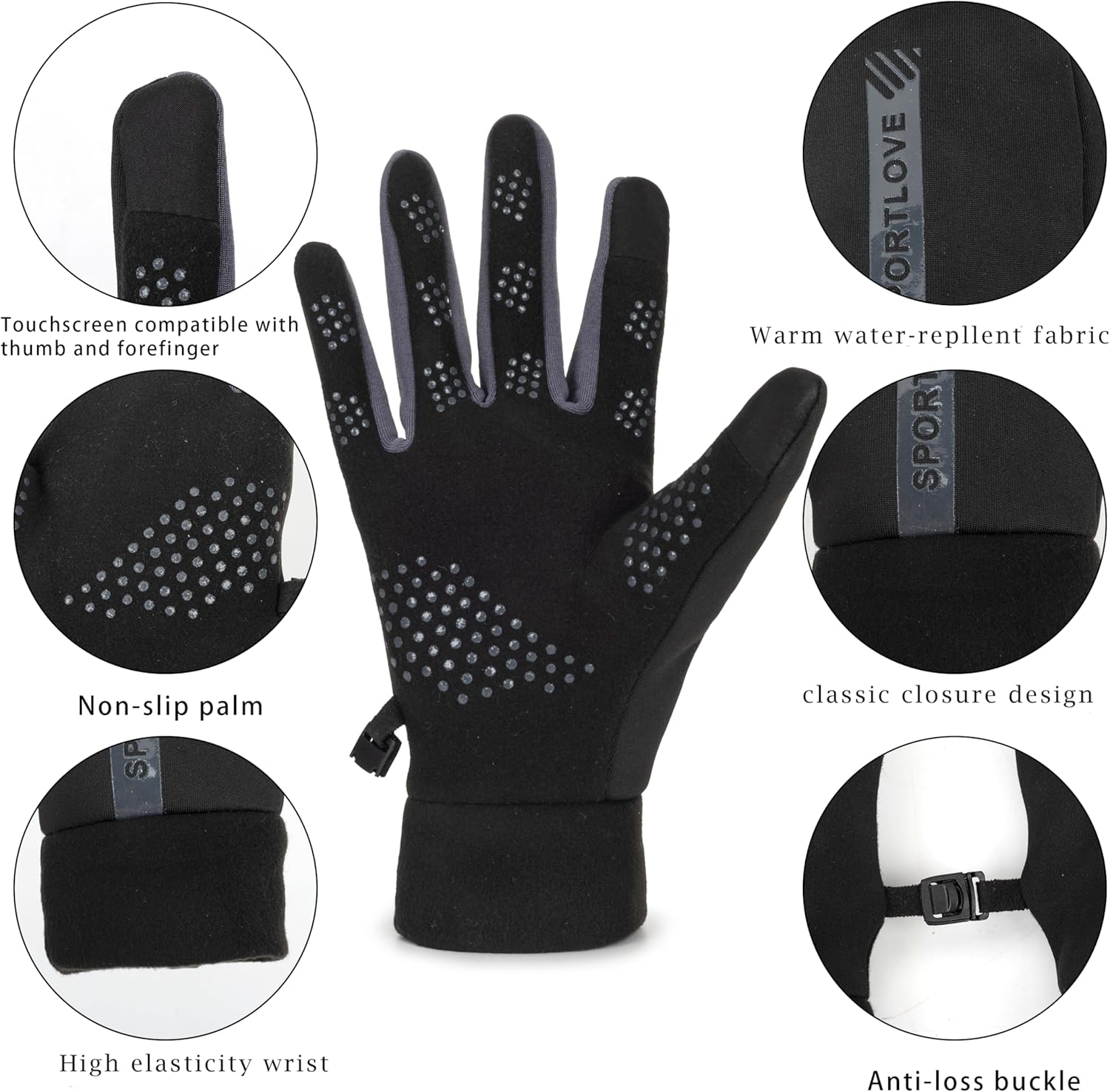 Winter Warm Gloves for Women Polar-Fleece Touchscreen Stretch Gloves for Driving Running - Image 3