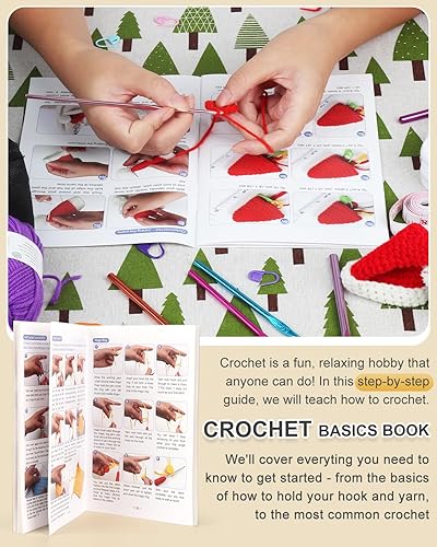 Miniatura 2 de Aeelike Kit de ganchillo para principiantes con hilo, el juego de iniciación incluye 12 ganchos de ganchillo ergonómicos de 0.079-0.315 in, bolas de