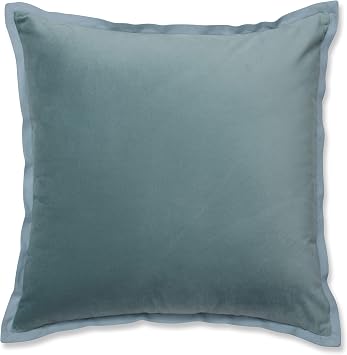 Pillow Perfect Indoor Velvet Flange Throw Pillow, 18" x 18", Ice Blue
