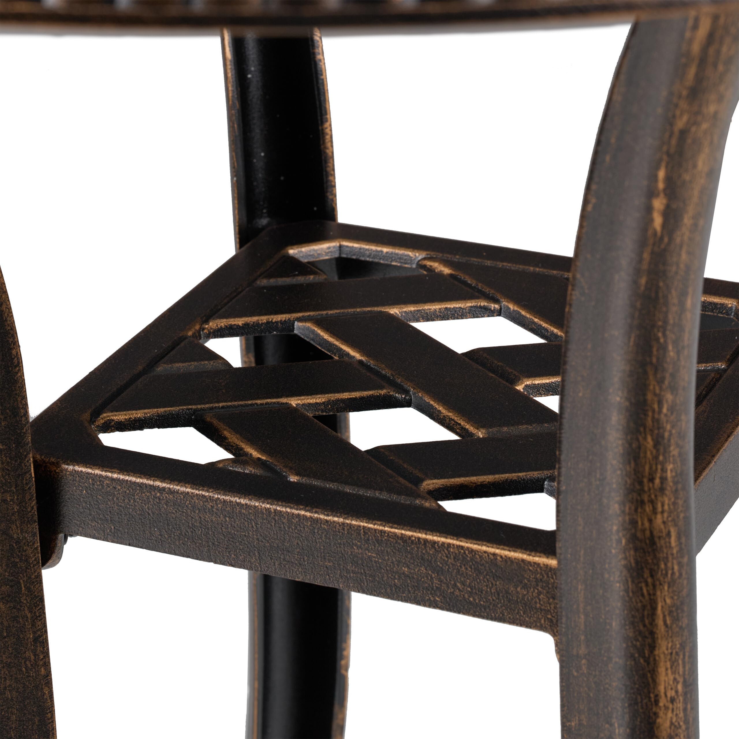 Relaxdays Tavolino da Giardino, Tavolo Rotondo da Balcone, HxD: 53x53 cm, Mobile in Alluminio da Esterno, Nero Bronzo