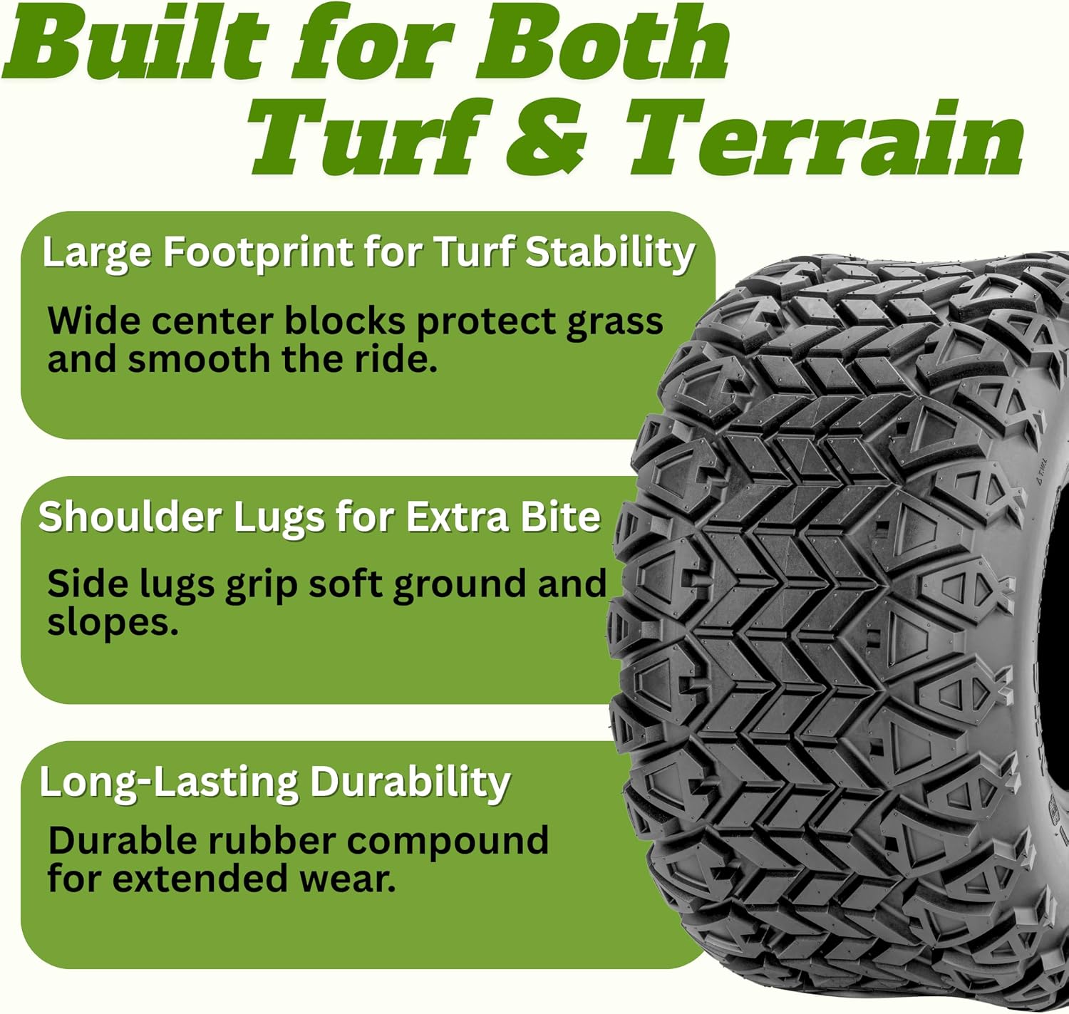 RUNIX 18X8.50-8, Set of 2, CrownGlide, All-Terrain Golf Cart Turf Tires, 4PR, Tubeless, Riding Lawn Mower Tires, 18X8.5X8