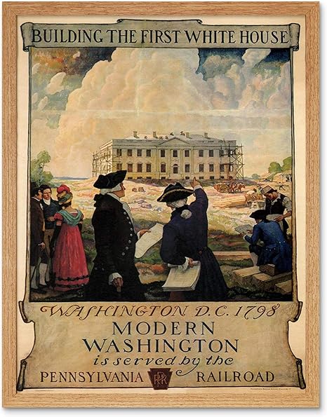 Amazon Com Travel Pennsylvania Rail White House Washington Dc Usa Vintage Art Print Framed Poster Wall Decor 12x16 Inch Posters Prints