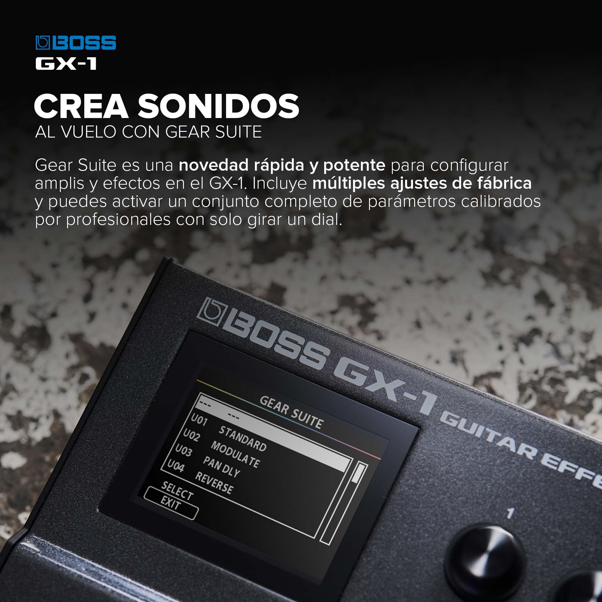 BOSS GX-1 | Procesador de efectos de guitarra ultraportátil | Repleto de amplis y efectos emblemáticos | Generador de sonido AIRD prémium | Ideal para guitarristas principiantes