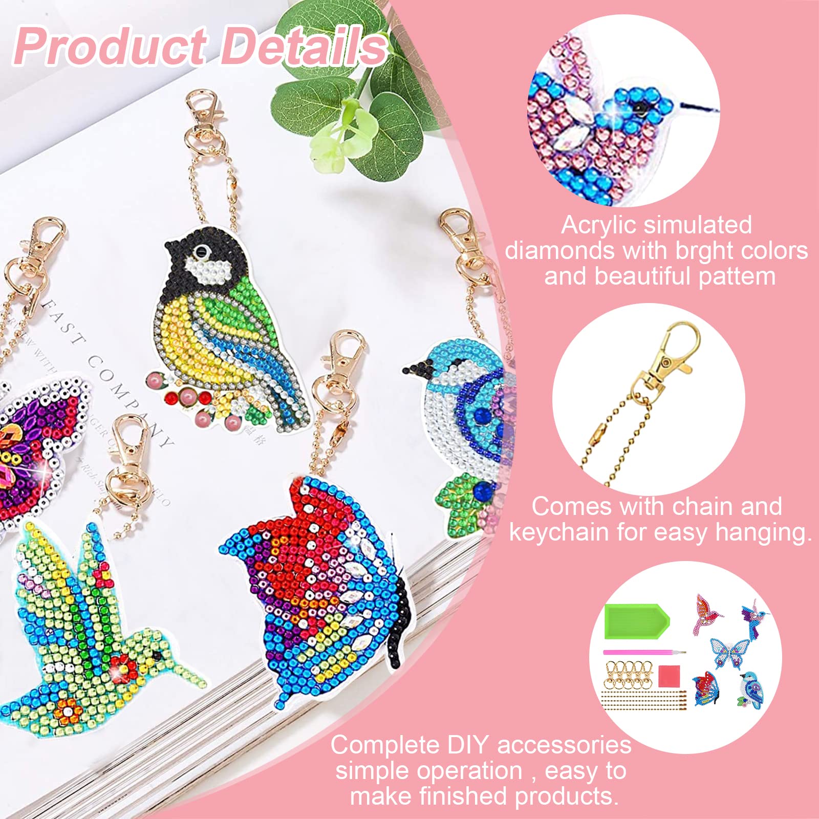 Diamond painting portachiavi FARFALLE E COLIBRI