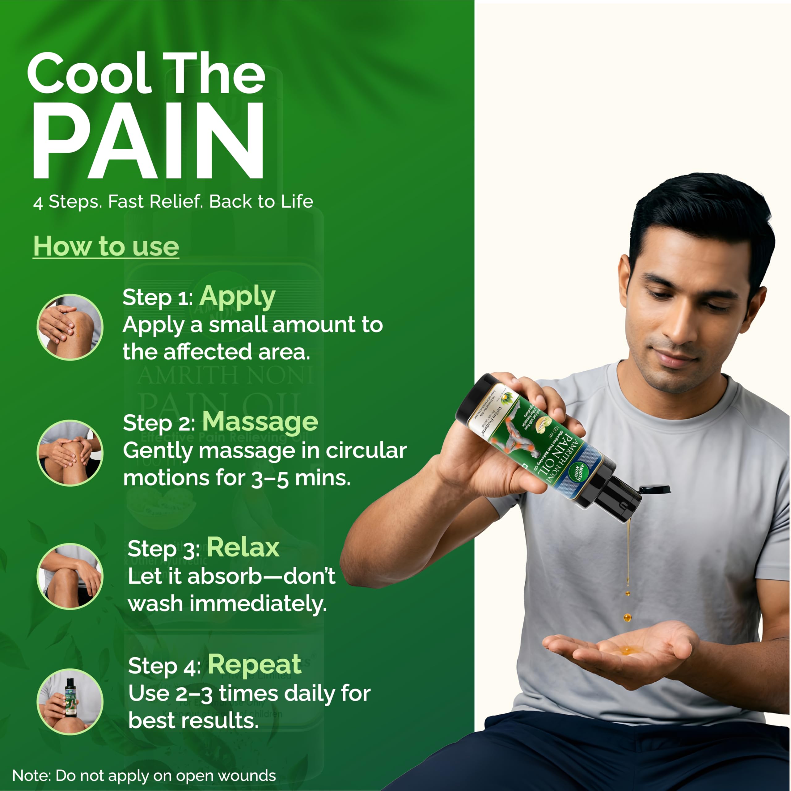 Amrith Noni Pain Relief Pain Oil – Fast-Acting Ayurvedic Formula for Joint Pain, Muscle Pain, Headache & Body Ache – Herbal Natural Pain Oil – 100ml (Pack Of 2) 4