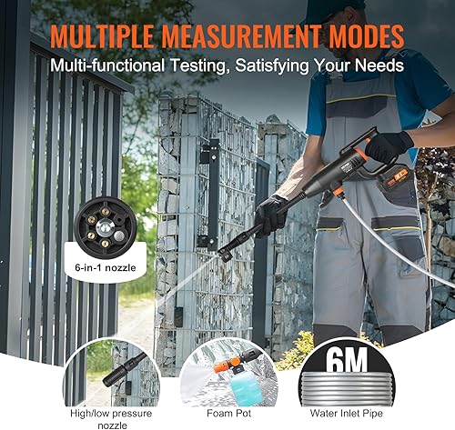 Miniatura 4 de VEVOR Lavadora a presión inalámbrica, 580-PSI 1.1 GPM, limpiador de energía portátil, pistola de lavado de coche de alta presión de mano con batería