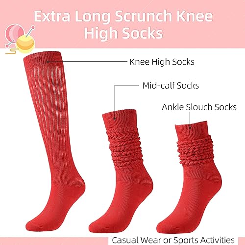 Miniatura 2 de SATINIOR 10 pares de calcetines de punto holgados para mujer, calcetines altos hasta la rodilla, cálidos, largos, apilados (color brillante), Bright