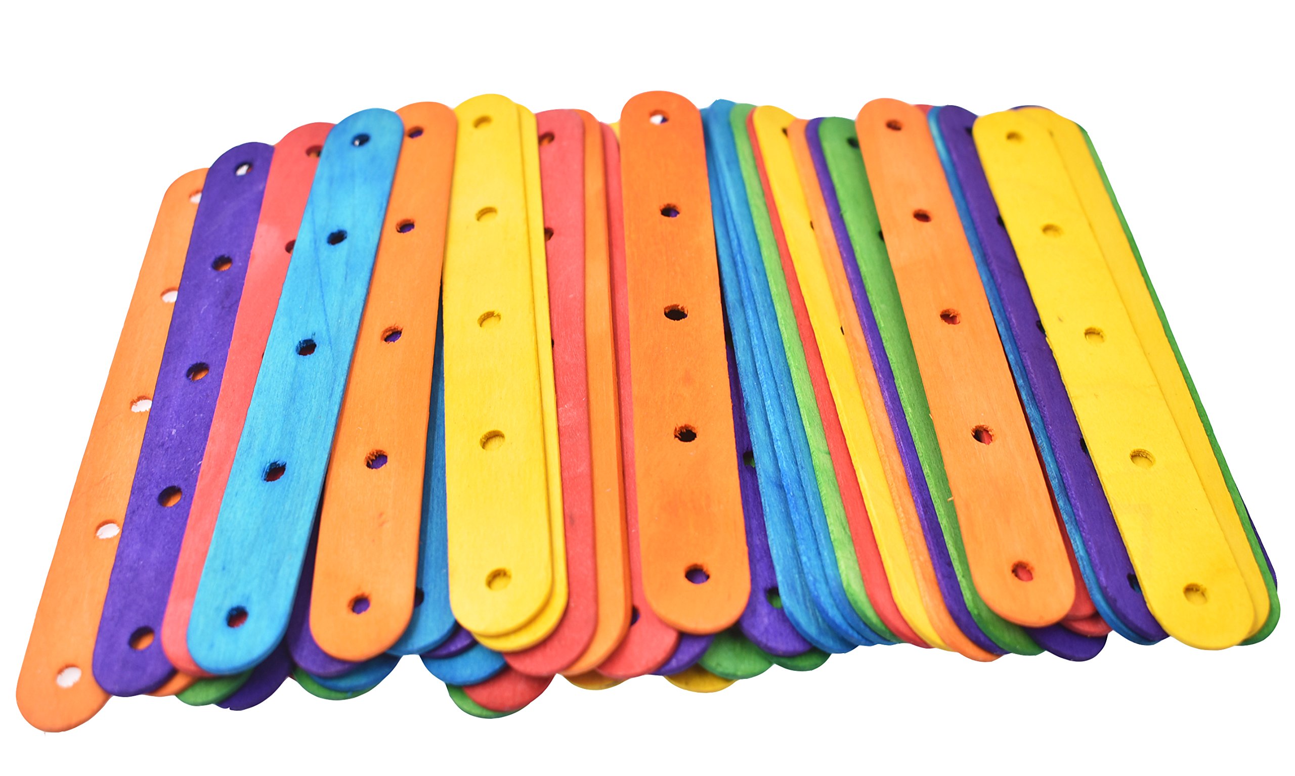 Raylinedo 100pcs Wooden Ice Cream Stick Lollipop Popsicle Stick 15 x 1.8 x 0.16cm Multicoloured