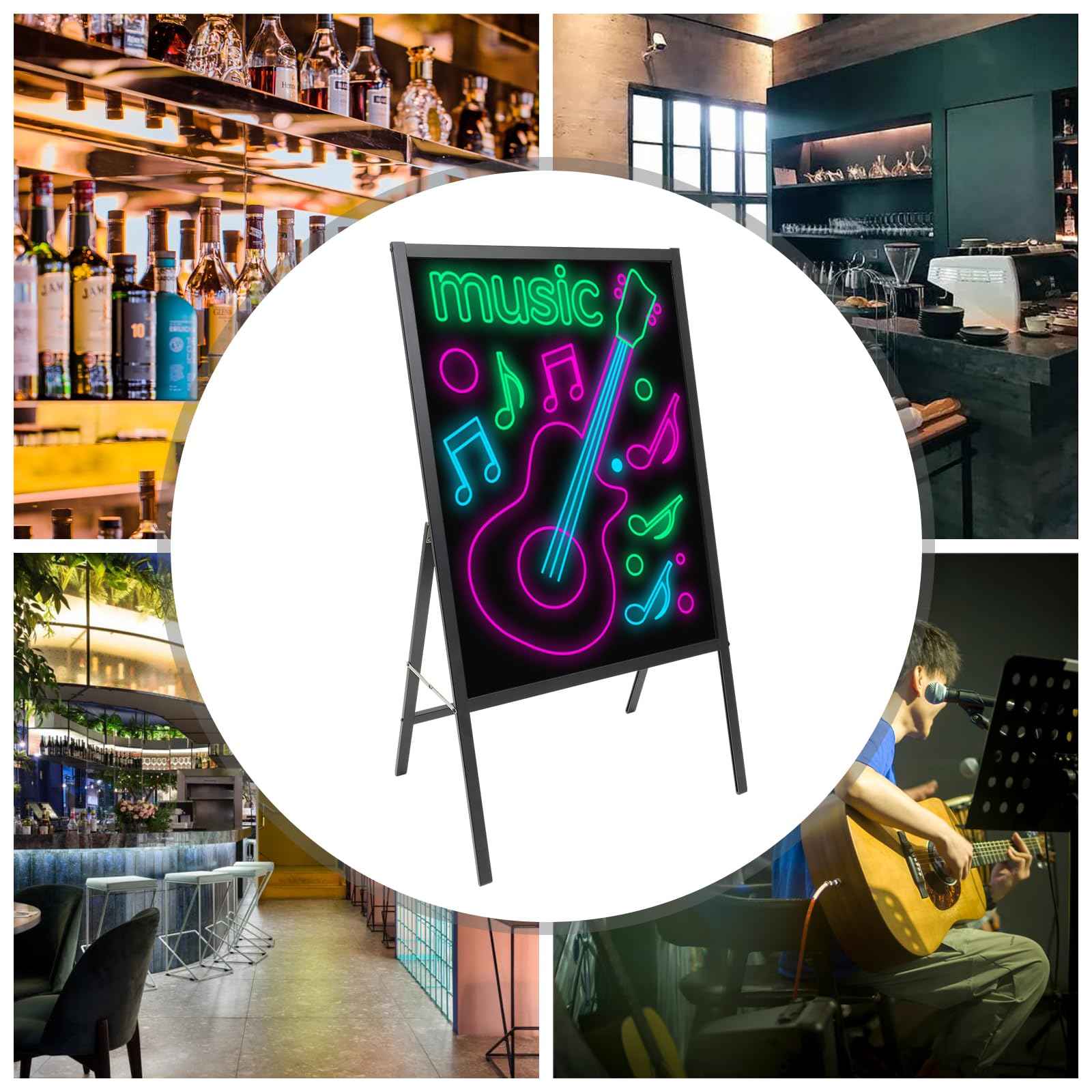 Lavagna LED per scrittura - 60 x 80 cm - Lavagna pubblicitaria luminosa con telecomando e 8 pennarelli al neon - Per caffè, bar, ristorante, matrimonio