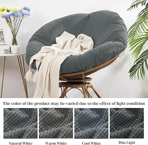 Miniatura 3 de HOMBYS Funda para cojín Papasan, funda suave, extraíble y lavable a máquina, con cierre elástico (se ajusta a 50-52 pulgadas, gris oscuro)