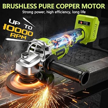 Cordless Angle Grinder, 4-1/2 Inch 3-Speed Brushless Power Grinder with Battery & Charger, Complete Accessories Kit, Electric Cut Off Tool for Metal Cutting, Grinding, Polishing