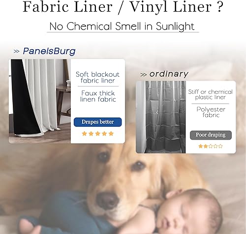 Miniatura 5 de Cortinas grandes de 120 pulgadas de largo para sala de estar, cortinas opacas grandes de lino de tamaño extra de 100 pies de largo, cortinas grandes