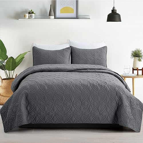 Miniatura 6 de Juego de edredón de tamaño Queen, colcha ligera de gran tamaño, colcha de verano matrimonial para todas las estaciones (1 edredón + 2 fundas de