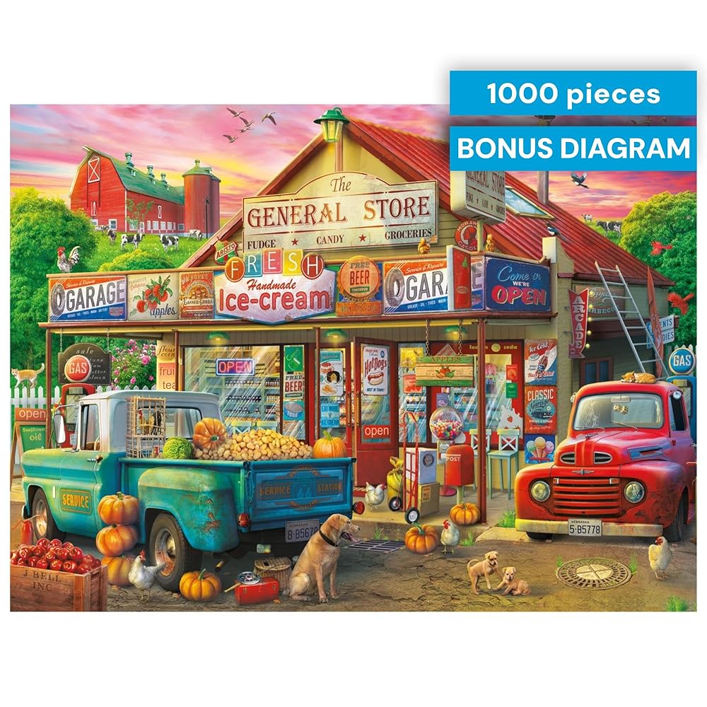 Buffalo Games - Country Store - Eduard - 1000 Piece Fall Jigsaw Puzzle for Adults - Challenging Autumn Puzzle Perfect for Game Nights - Country Life Collection - Finished Size is 26.75 x 19.75
