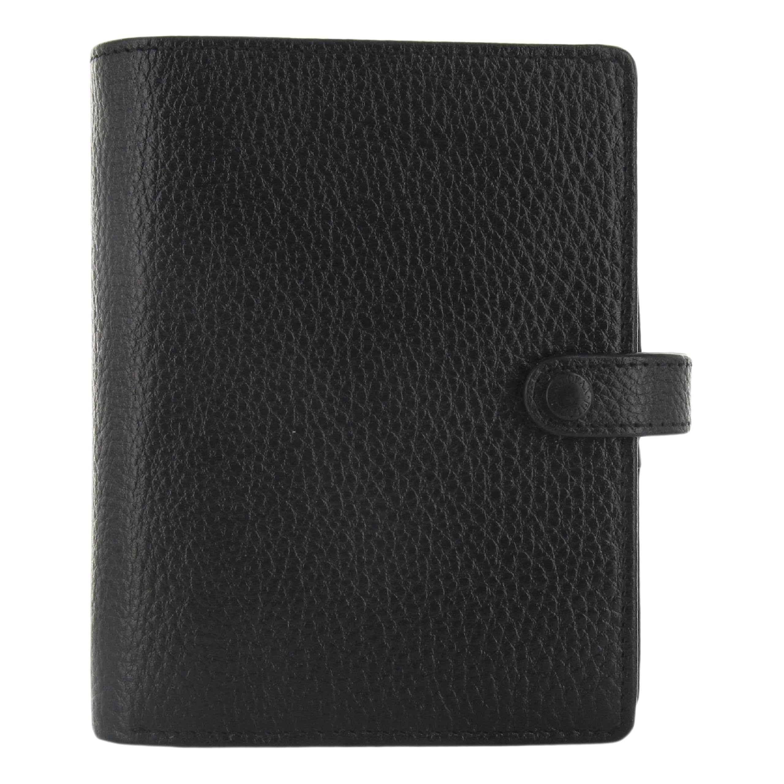 Filofax Finsbury Organizer, Pocket Size, Black - Traditional Grained Leather, Six Rings, Week-to-View Insert, Multilingual (C025360)