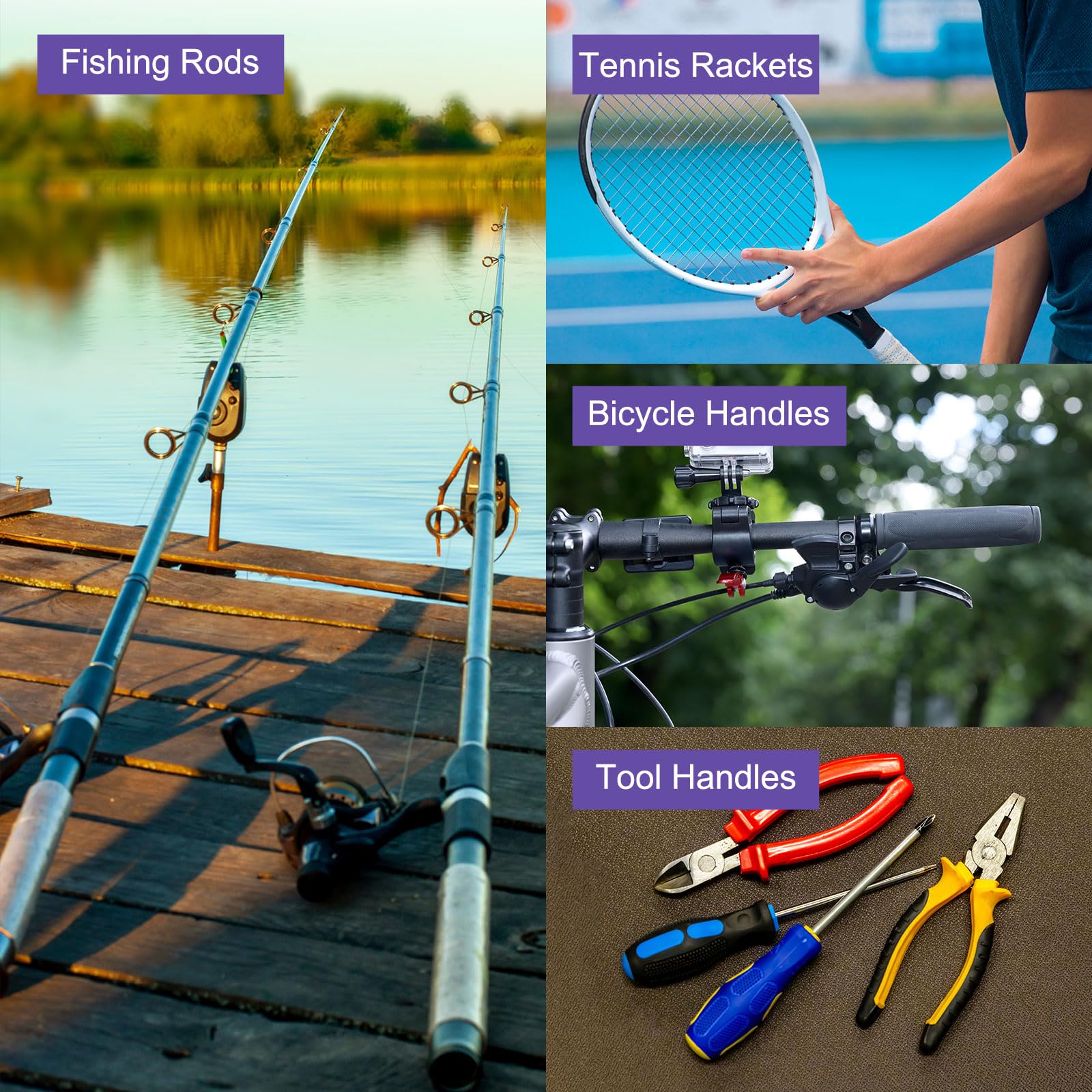 MECCANIXITY 3 tubi termorestringenti per canna da pesca con diametro di 35 mm, antiscivolo, impermeabili, con impugnatura termoretraibile, per sport, fitness, griglia blu