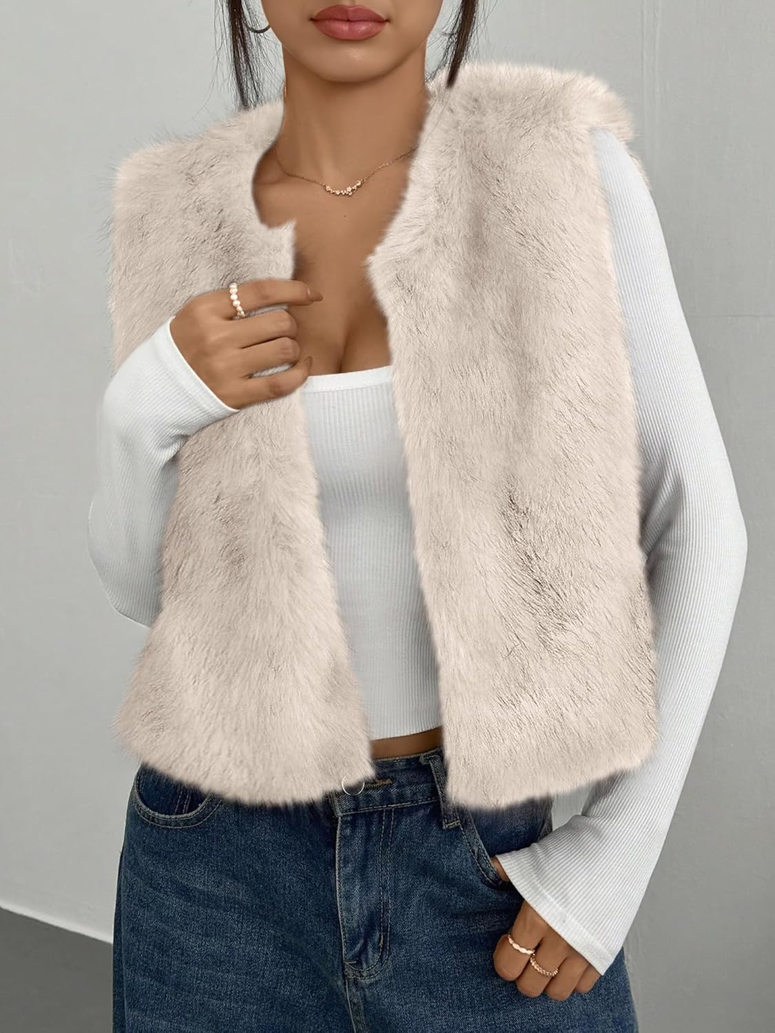 BTFBM Faux Fur Vest Women Fall Fashion 2026 Sleeveless Fuzzy Jacket Fluffy Coats Winter Clothing Furry Outerwear Vests - Image 5