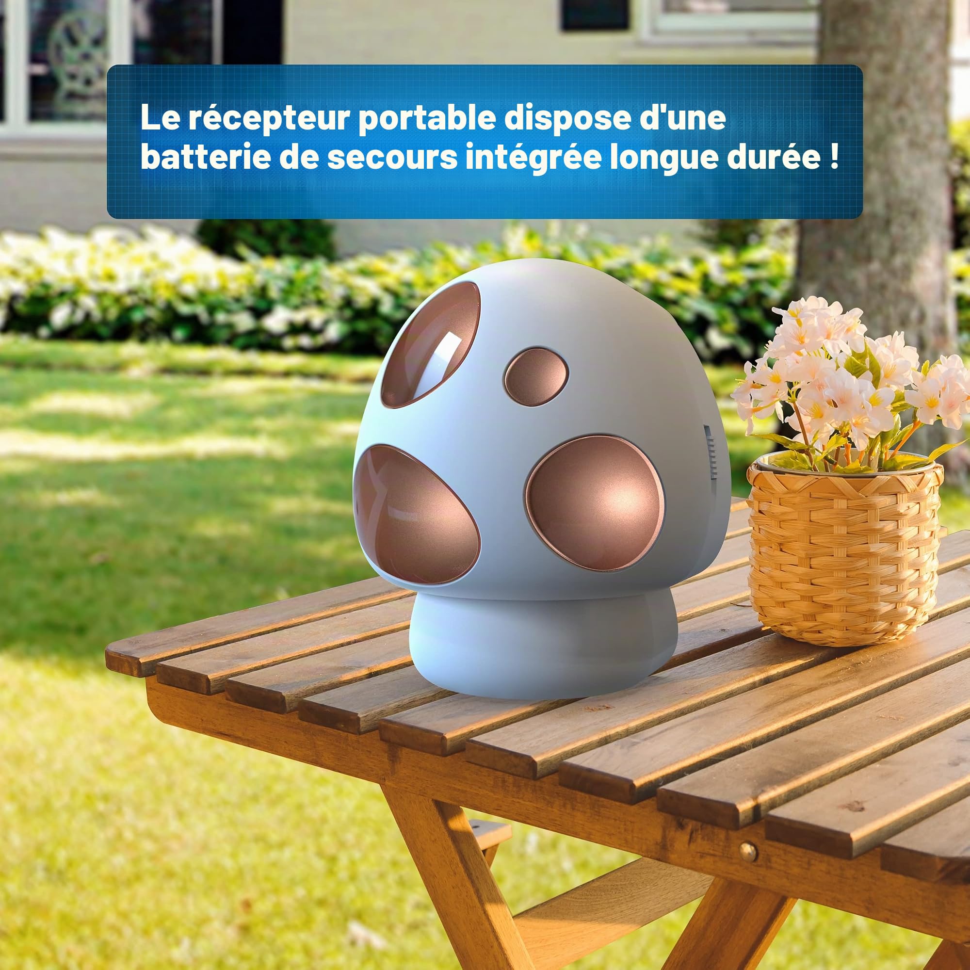 HTZSAFE Alarme Solaire pour allée - 1 récepteur + 2 capteurs | avec une portée de 1/2 mile-Détecteur de mouvement sans fil résistant aux intempéries et détecteur d'extérieur
