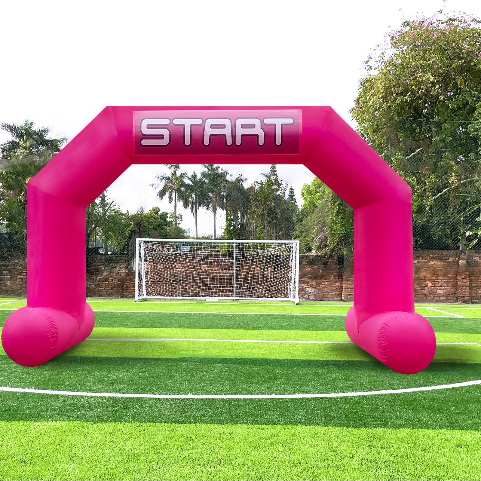 Sewinfla 20ft Inflatable Start Finish Line Arch Pink with Blower, Outdoor Inflatable Archway for Party,5k Race, Advertising Commerce