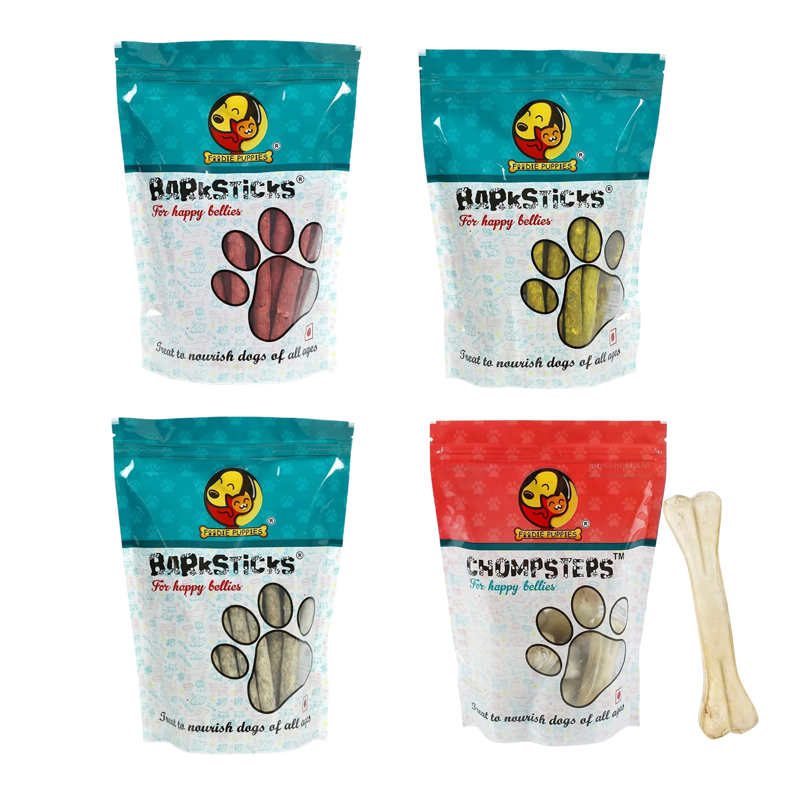 Foodie Puppies Treat Combo for Puppies and Dogs - Barksticks Chicken Sticks, Mutton Stick, Natural Stick and Chompster 5inch Bones - 500gm Each | Improves Dental Health, Freshen Breath (B09KNFCCQ5) Amazon Price History, Amazon Price Tracker