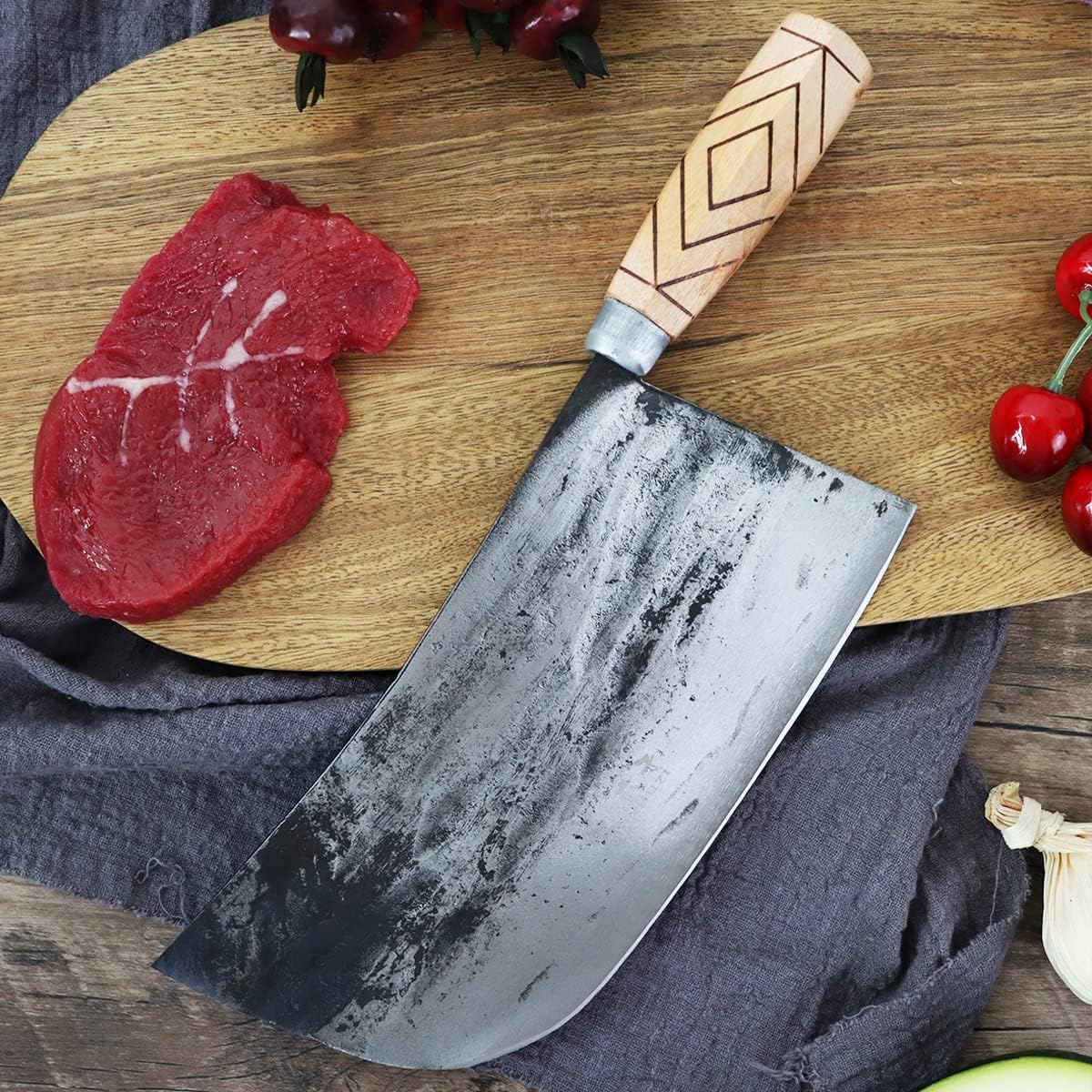 Meat Cleaver, 9 Inch Meat Cleaver Chopping Knife Handmade