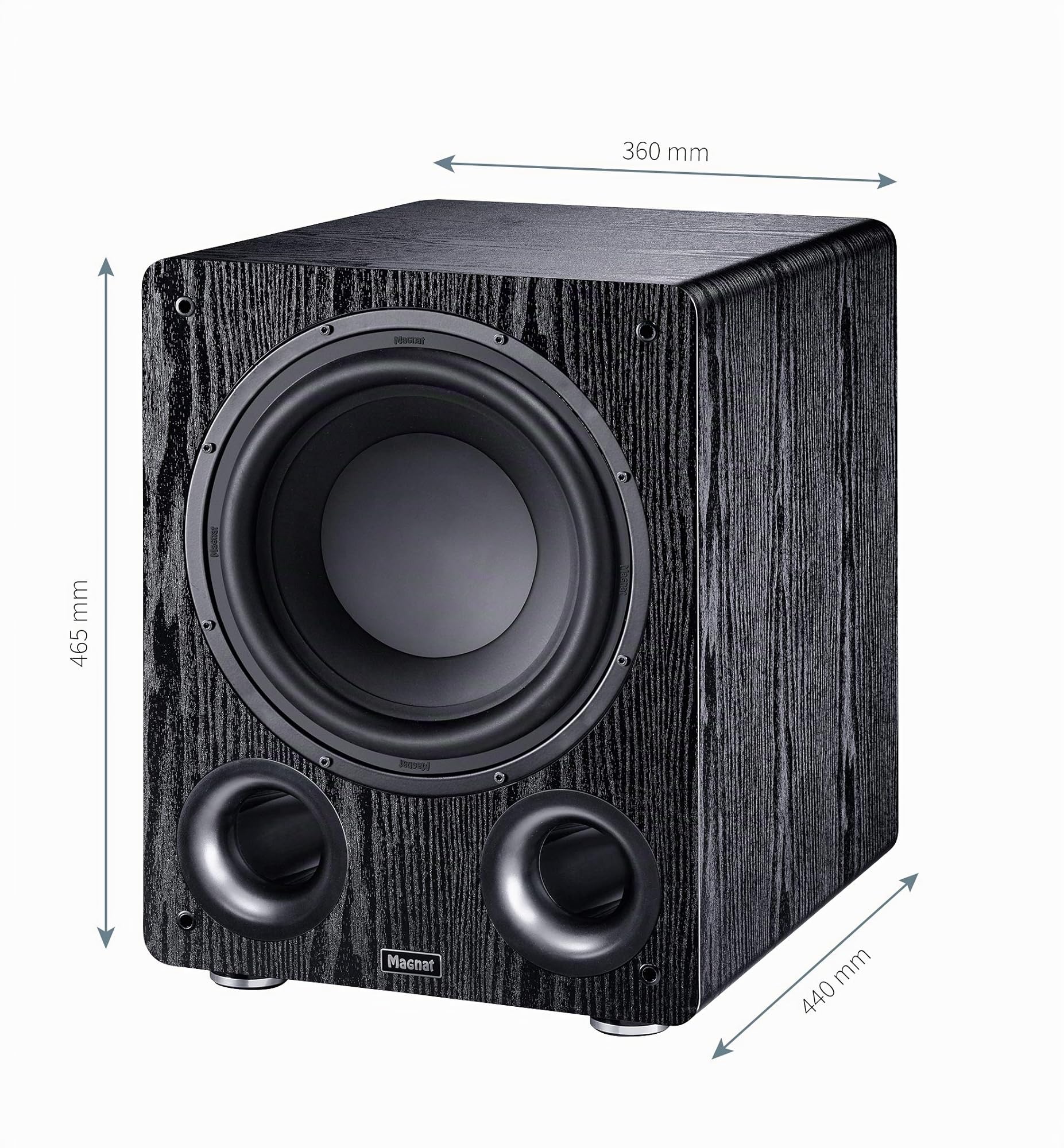 Magnat Alpha RS 12, Aktivsubwoofer mit 300 mm großer Membran und bis zu 240 Watt Leistung | Aktiver Frontfire-Bassreflex-Subwoofer mit 30-cm-Tieftöner, 120/240 W, 20-200 Hz, variabler Trennfrequenz und Phase.