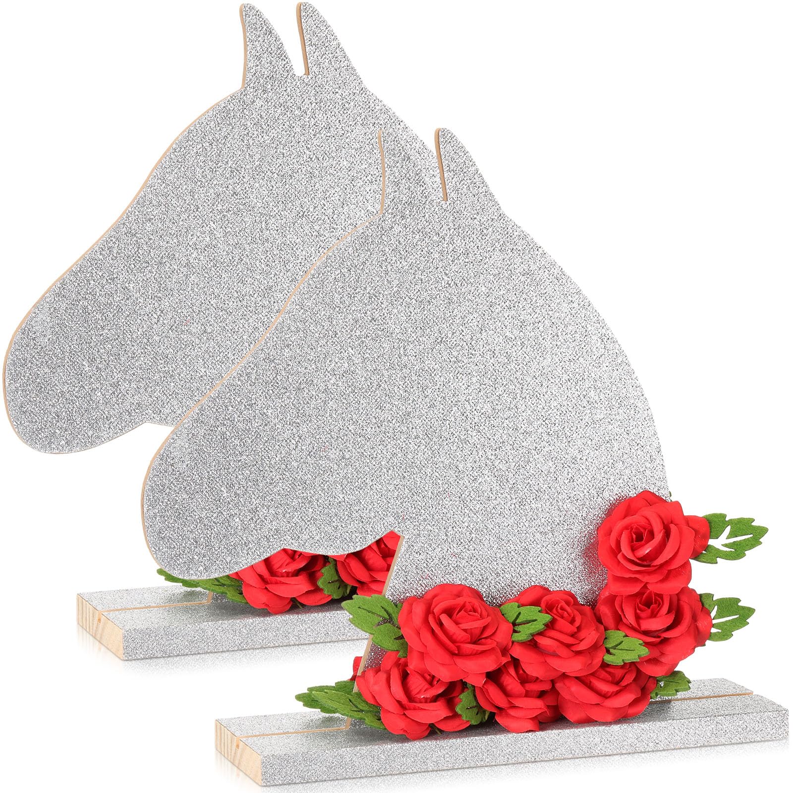 Photo 1 of ***MISSING PARTS***
Qunclay 2 Pcs Derby Day Table Decoration Wooden Horse Tabletop Centerpiece with Red Roses Horse Racing Party Decoration for Derby Day Supplies (Black)