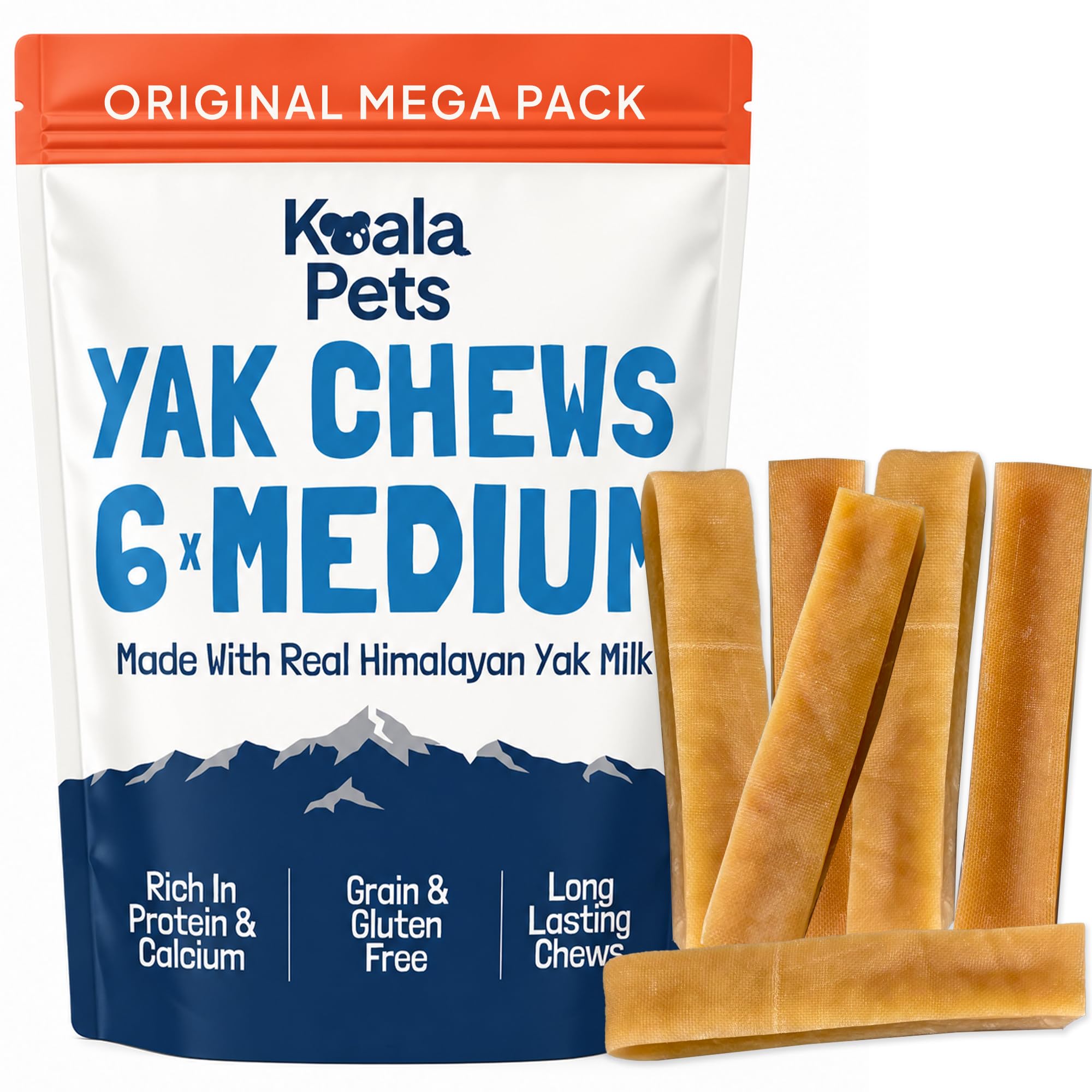 Koala Pets Medium 6 Pack of Yak Chews for Dogs | 100% Natural Long Lasting Dog Treats | Dental Sticks Dogs | Puppy Treats 12 Weeks+ โ image 1