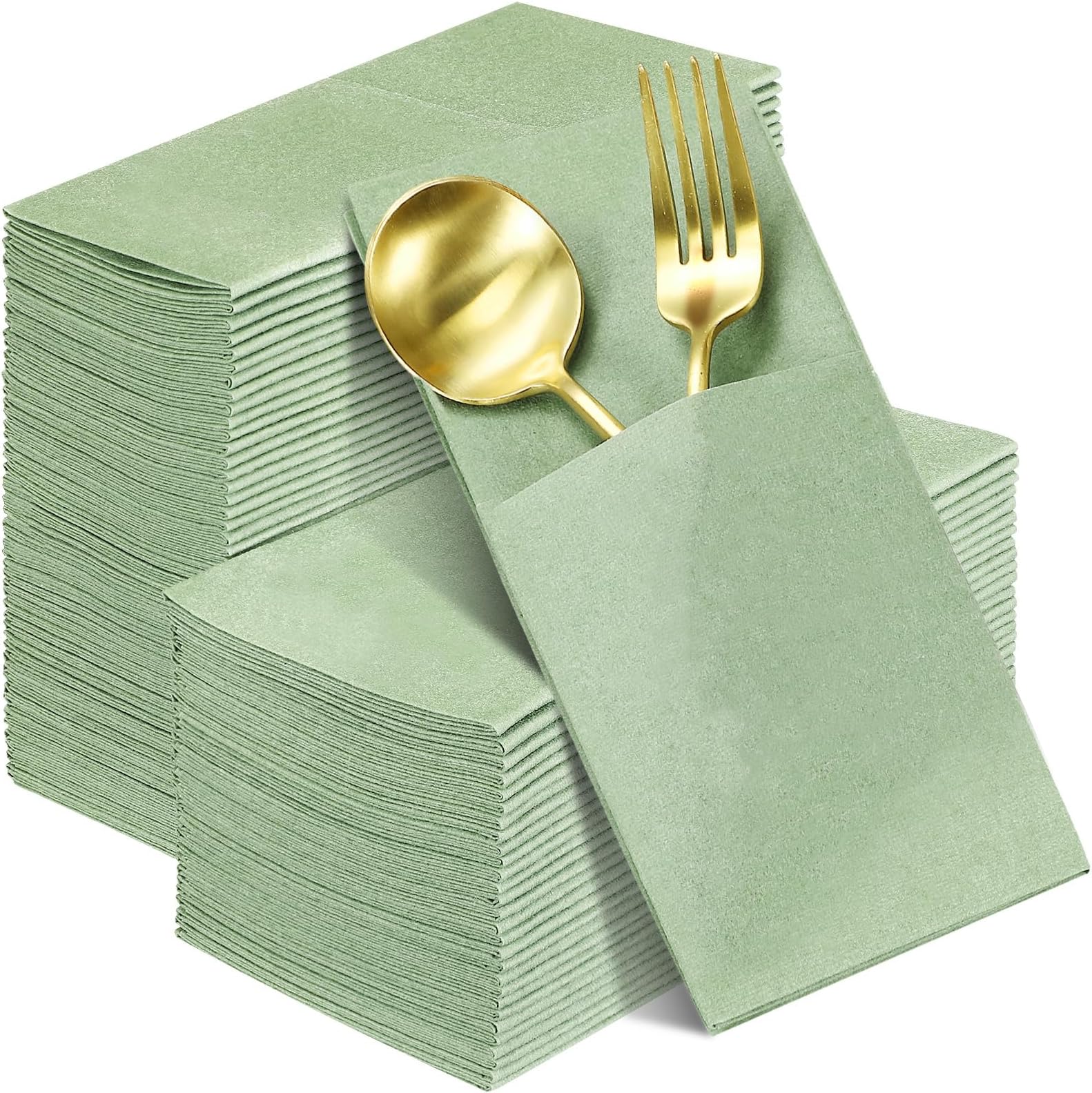 Seajan 120 Pcs Sage Green Napkins 2 Ply 16"x16" Sage Green Linen Feel Napkins Disposable Soft Linen Dinner Wedding Guest Hand Towels for Wedding Bridal Baby Shower Decorations Supplies