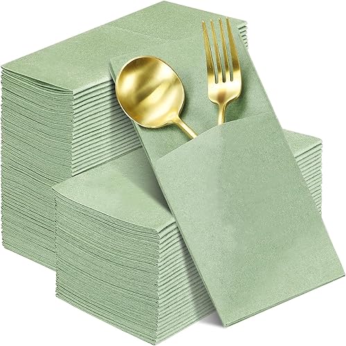 Seajan 120 servilletas de color verde salvia de 2 capas de 16 x 16 pulgadas, servilletas desechables de lino suave de lino suave, toallas de mano