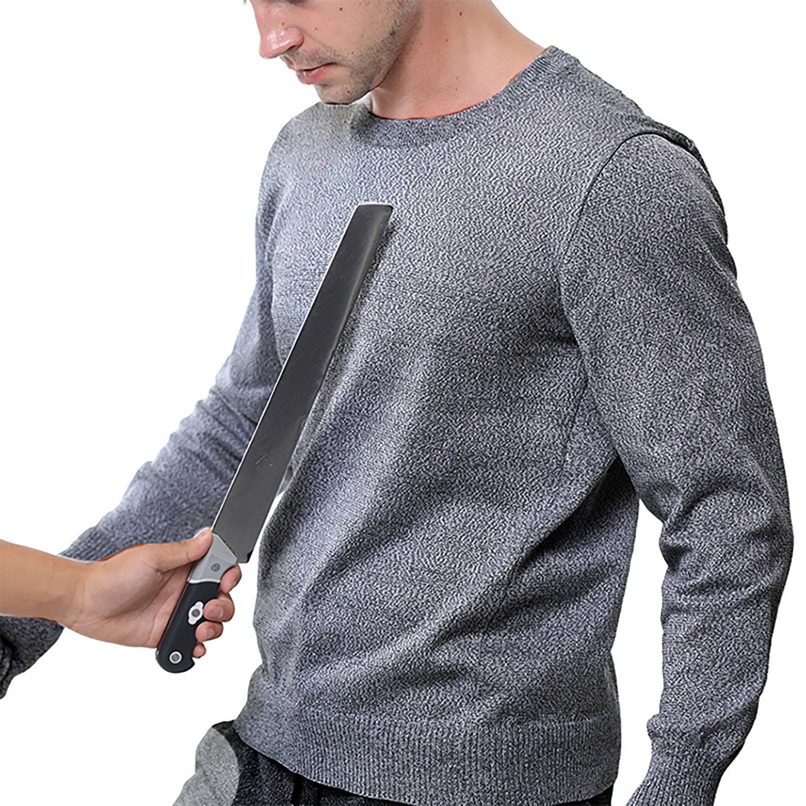 Pounjsd Unisex Dark Gray Stab Proof Vests For Men Self Defense,Anti Stab Protective Vest Stab Proof, Level 5 Protective Blue Bite-Proof Tear-Proof Stab-Proof Long-Sleeved T-Shirt, Front And Rear Anti-Punch Protective