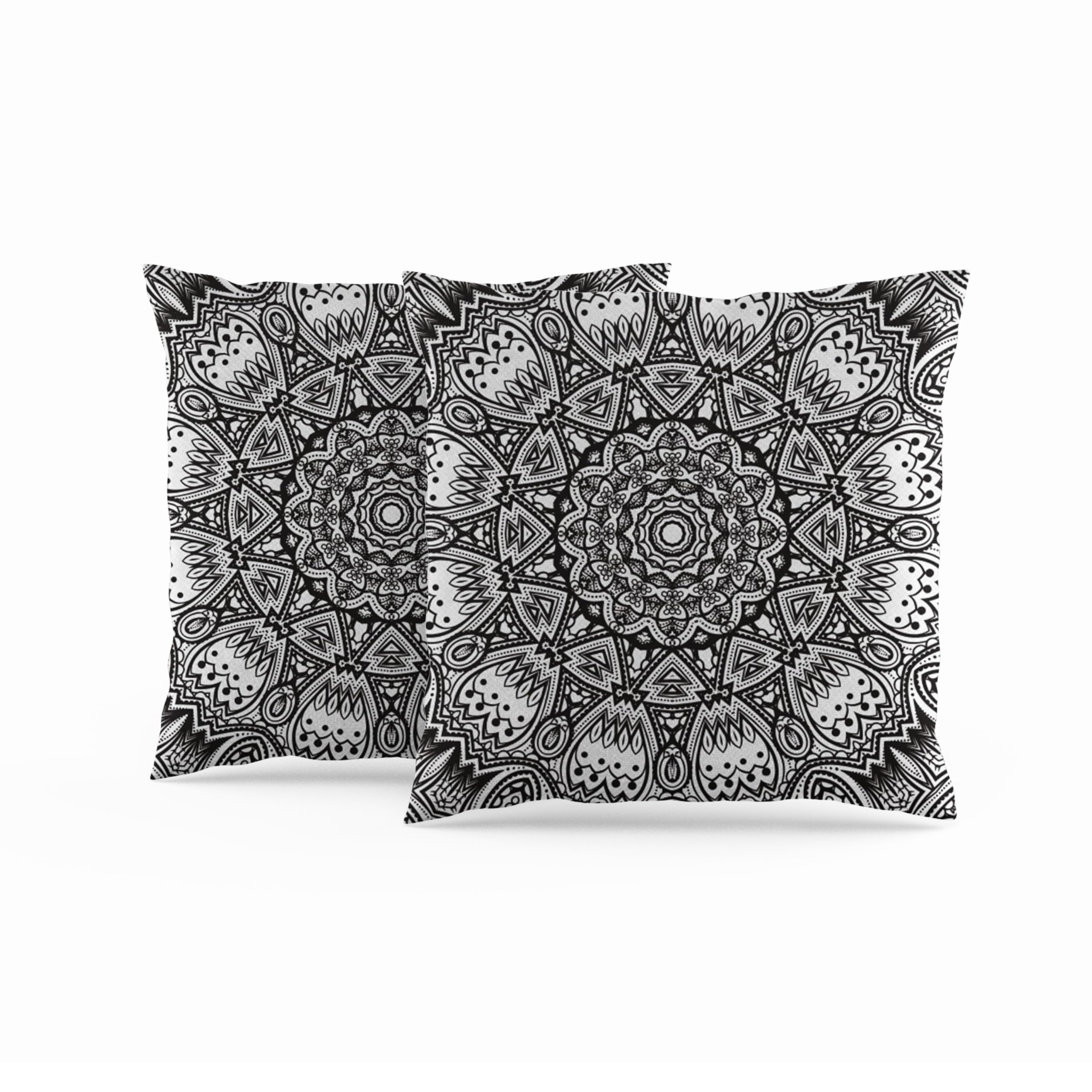 ggaimwf Moroccan Cushion Covers 40x40cm Black Ethnic Boho Cushions Indian Style Abstract Mandala Arabesque Meditation Hippie Modern Throw Pillow Cover for Sofa Living Room Bed Pillowcase Set of 2