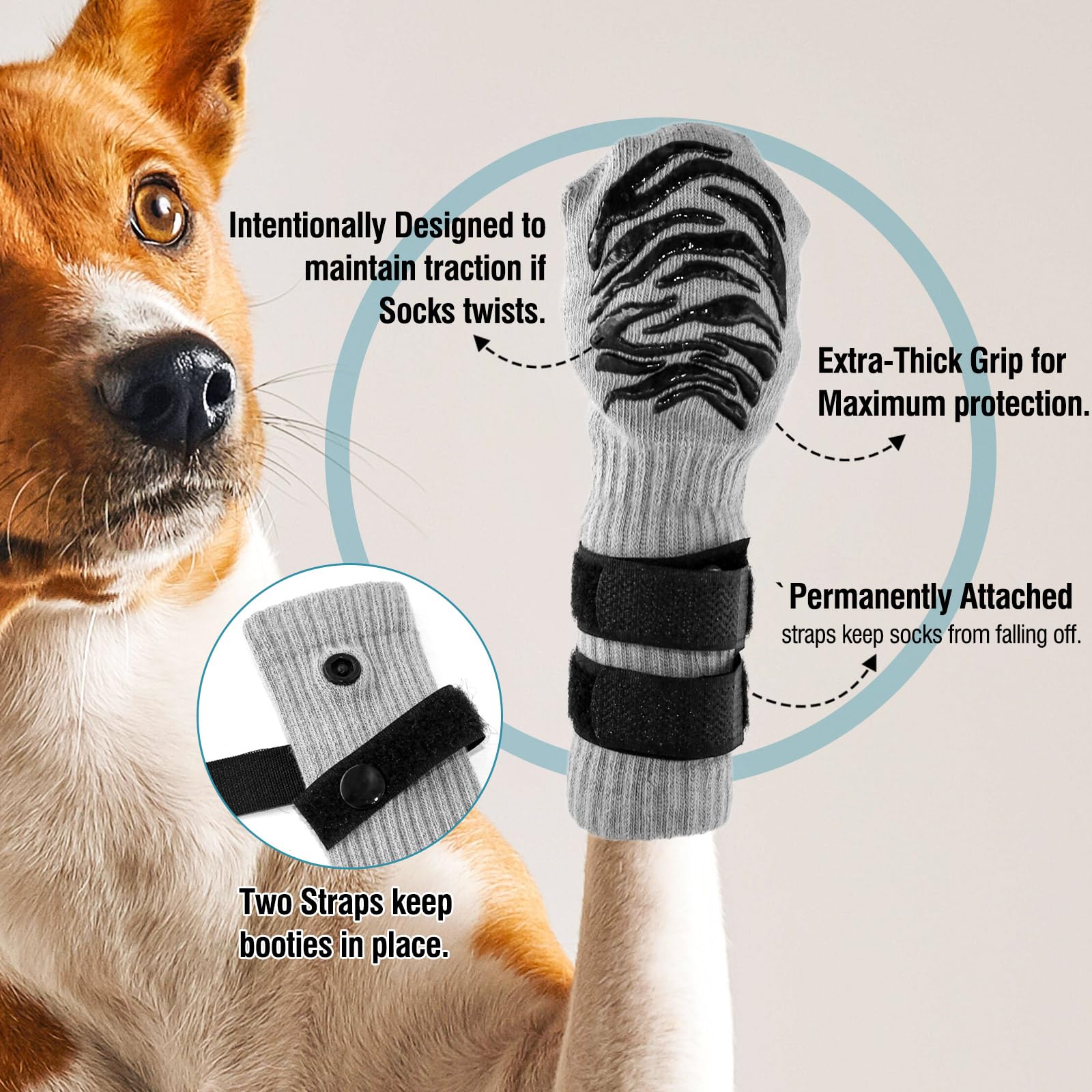 Calzini Antiscivolo Per Cani Taglia L | Doppia Cinghia, Morbidi, Anti-scivolo Su Pavimenti - Foto 7