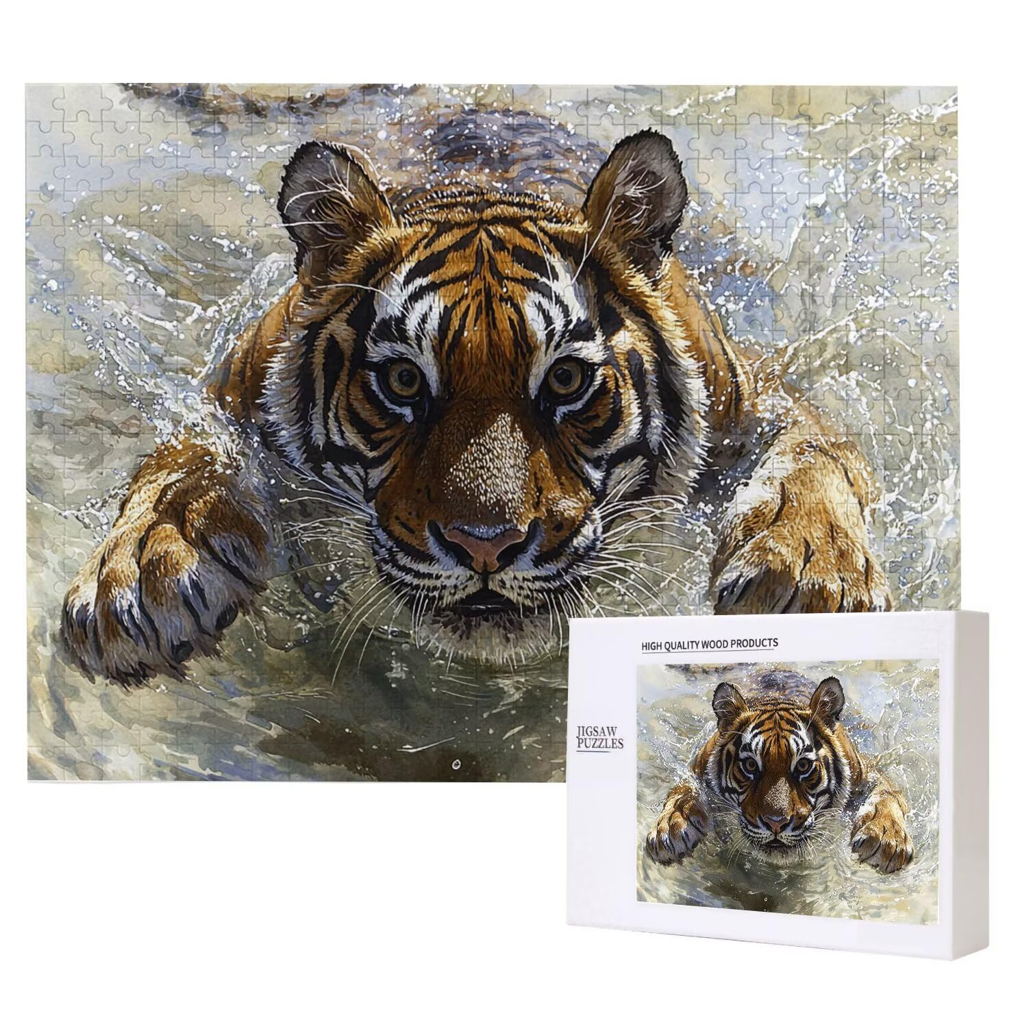 Jigsaw Puzzle, 4000 Pezzi Puzzle Classici, Tigre Puzzle Rilassamento Intelligence, Mpossibile Difficile Puzzles impegnativo per adulti Puzzles per Gioco Familiare, Regalo per Amore Amico Acqua K0F-33