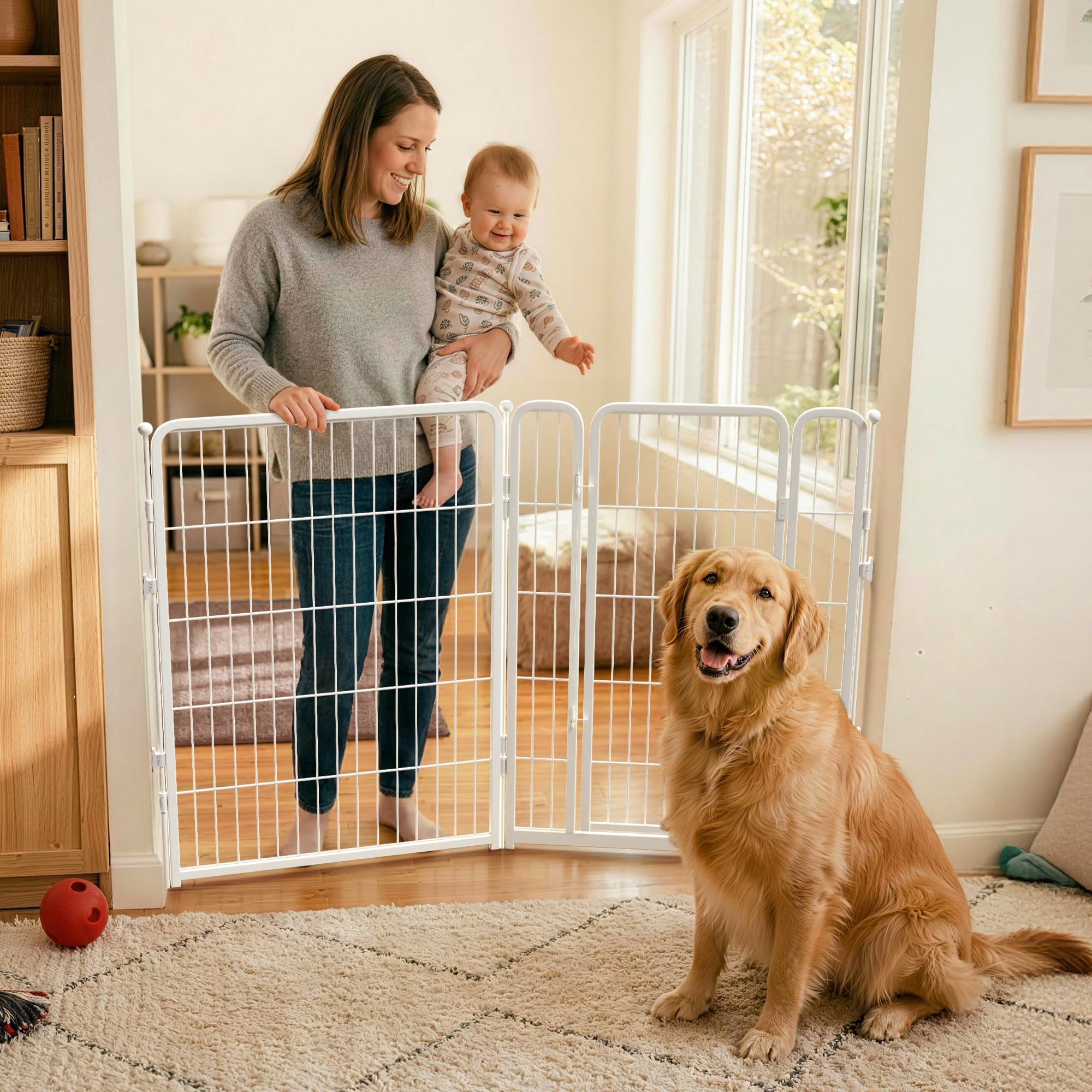 FXW Dog Gate, Extra Wide Adjustable for Openings Up to 55", 40" H