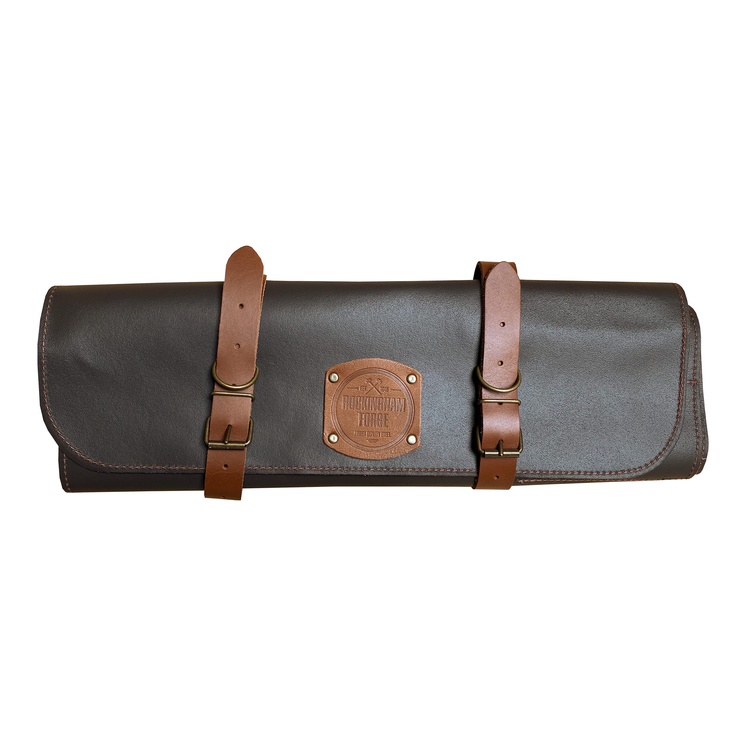 Rockingham Forge Leather Knife Case - 5 Pocket - Brown