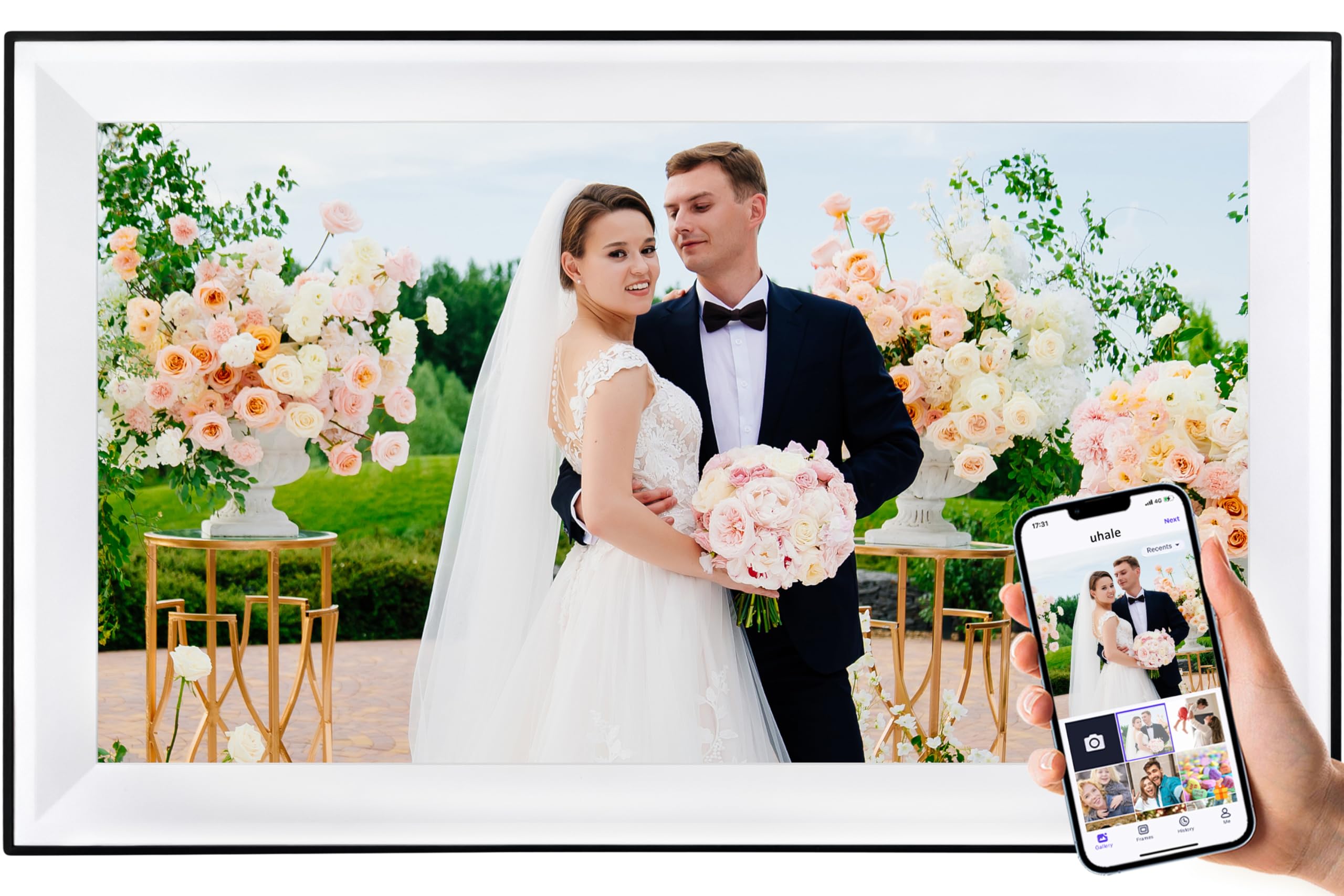 Bgift 15.6 Inch Large Digital Picture Frame, 1920 * 1080 IPS FHD Touch Screen Smart WiFi Digital Photo Frame with 32GB Storage and SD Card Slot/USB