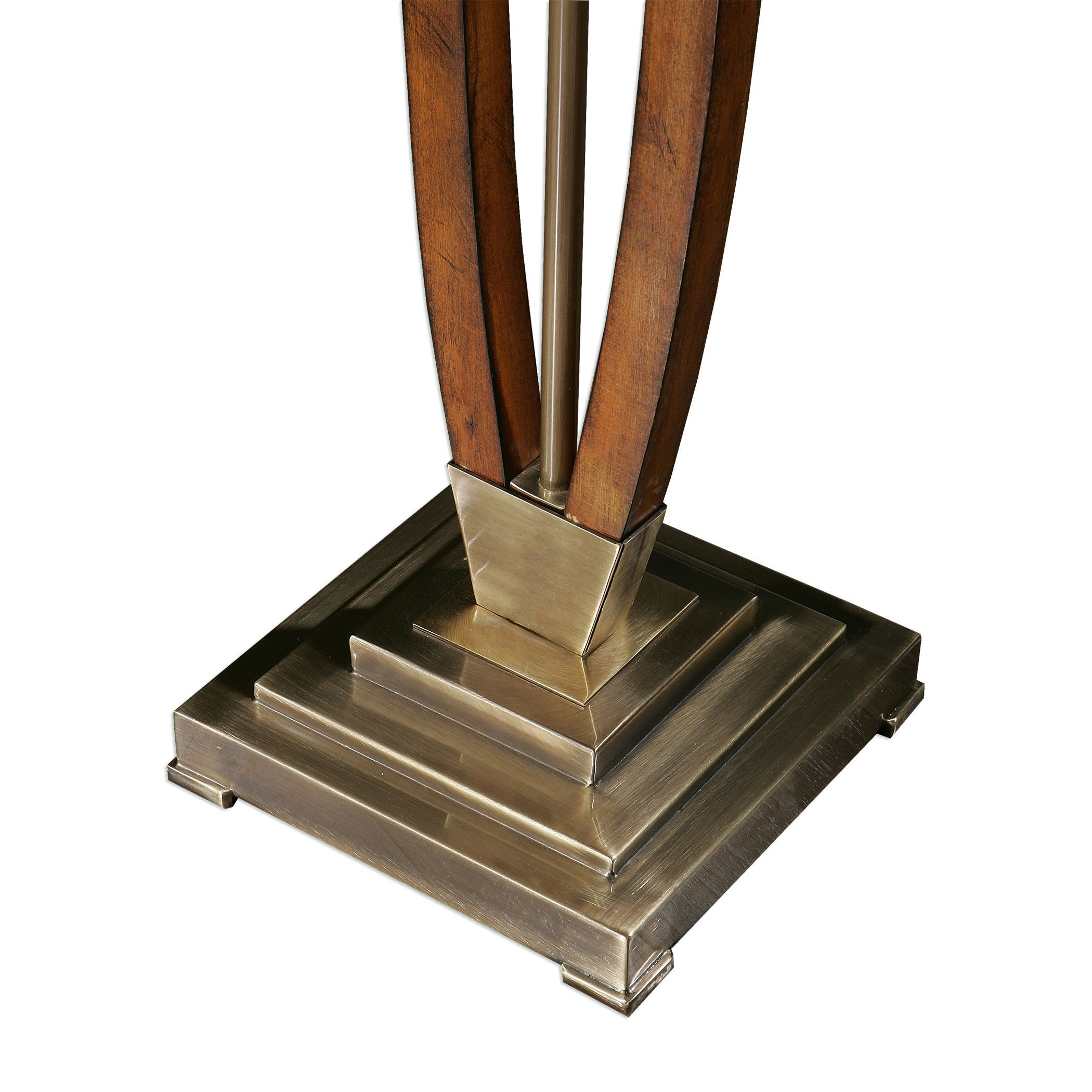 Mid Century Modern Curved Wood Floor Lamp | Retro Bronze Vintage