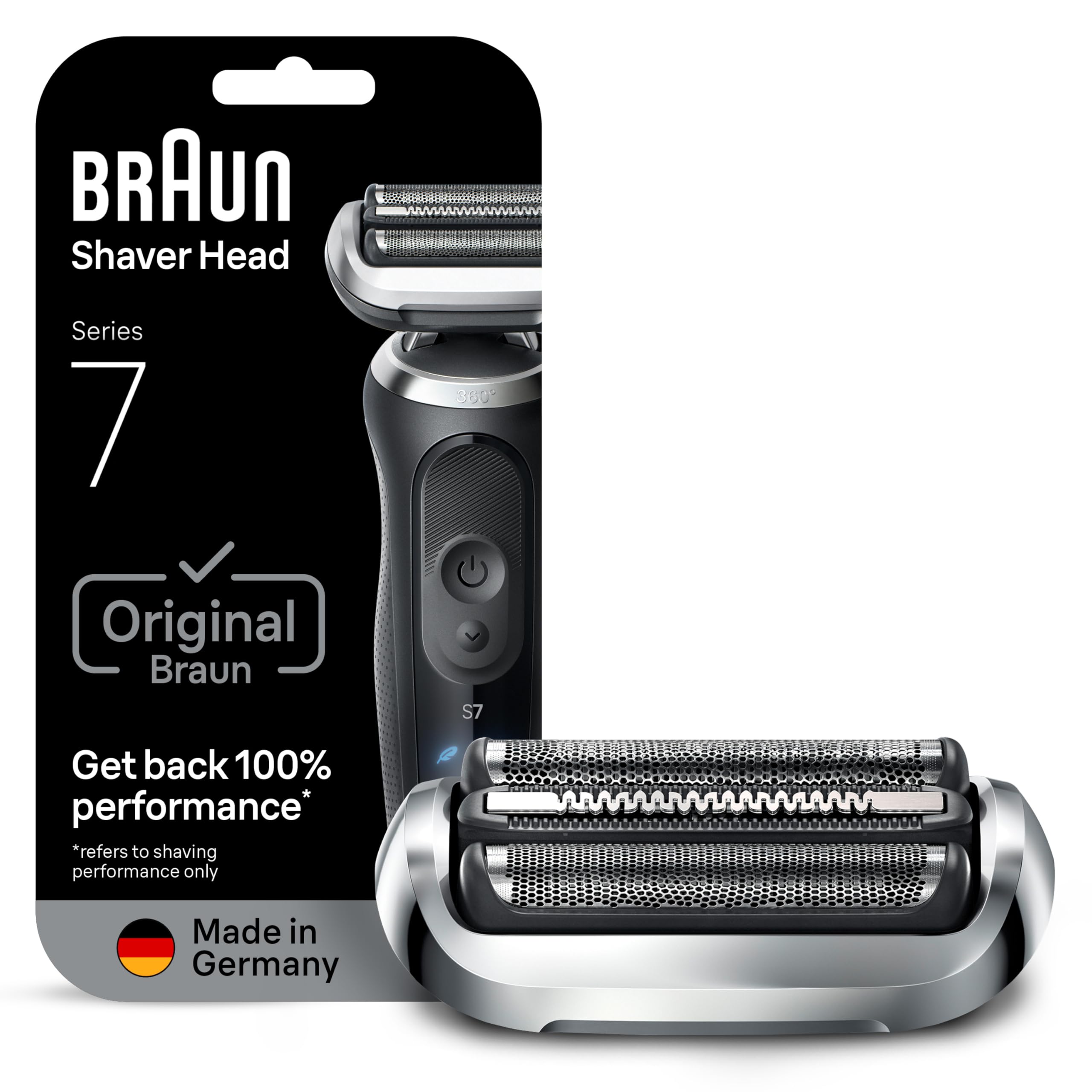 Braun Series 7 Electric Shaver Replacement Head, Easily Attach Your Shaver Head for a Shave as efficient as Day one, Compatible with New Generation Series 7 Shavers, 74S, Silver