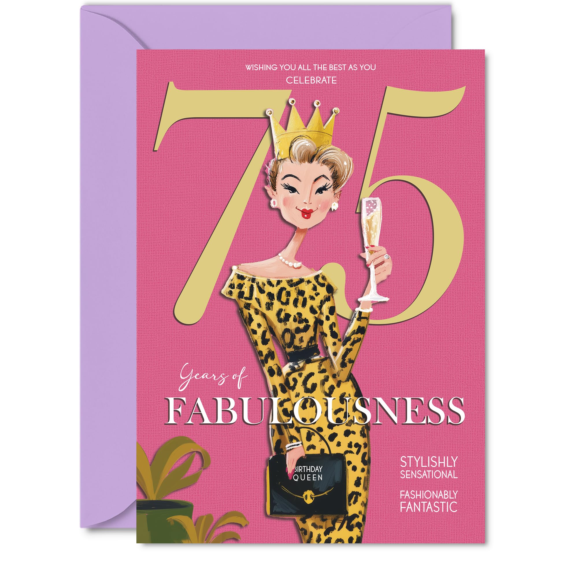 75th Birthday Cards for Women - Years Of Fabulousness - Happy Birthday Card for 75 Year Old Woman Sister Wife Nanny Granny, 5x7 Inch Bday Greeting Cards