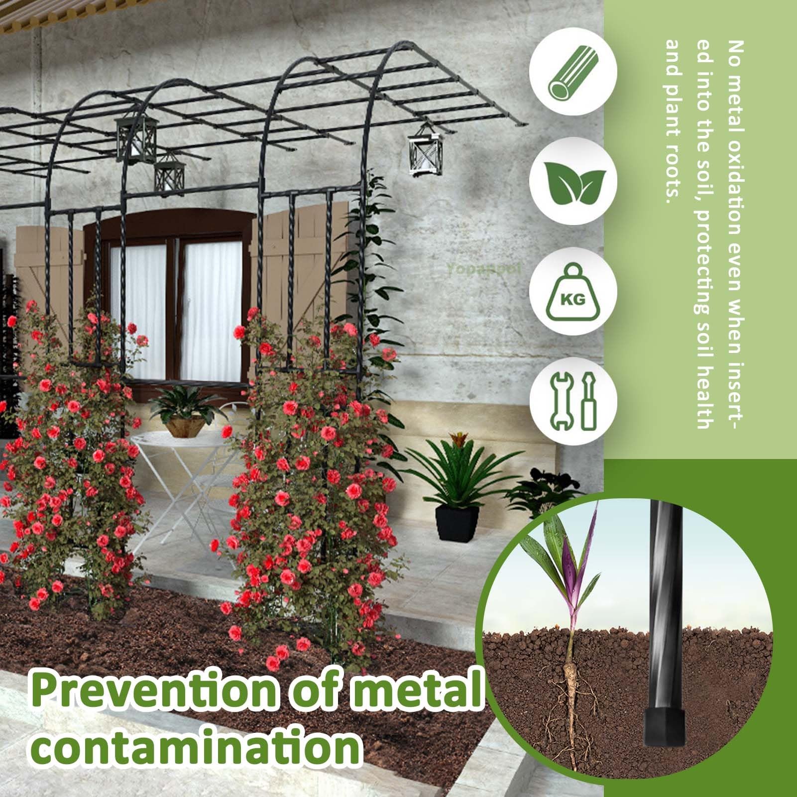 Metall-Gartenbogen – Wandmontiertes halbes Rankgitter für Kletterpflanzen – Stützbogen für den Außenbereich für Rosen, Hochzeiten und Terrassen (120 x 240 x 40 cm) – schwarzes Finish