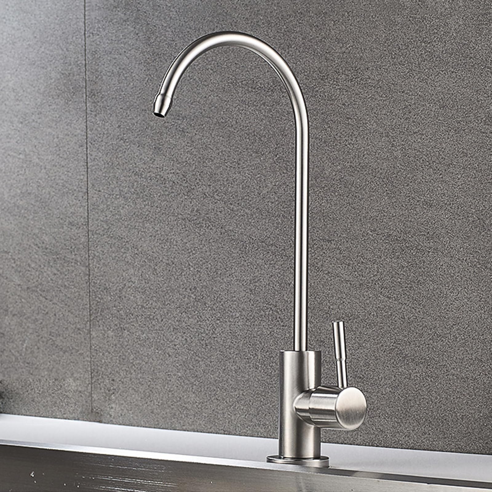 Faucet Drinking Water Filter Swan Neck tap Kitchen Sink Faucet, Single Cold,Brushed Color (Brushed Color A)