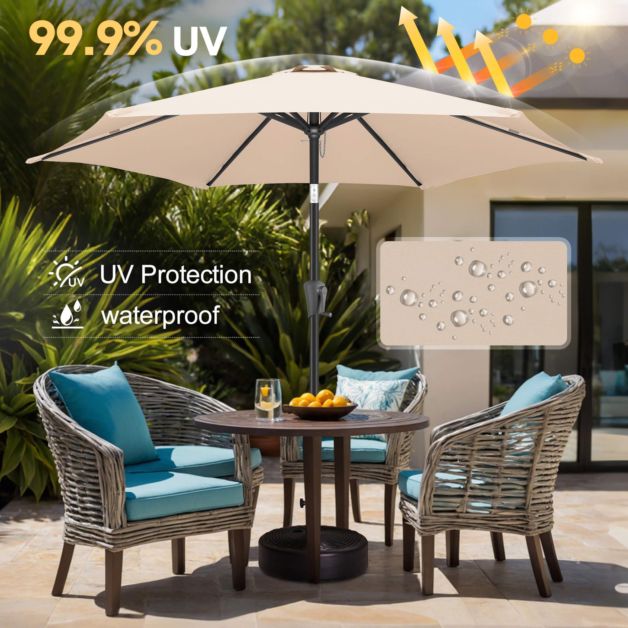 Amazon.com : FLAME&SHADE 9ft Patio Umbrella Outdoor - Table
