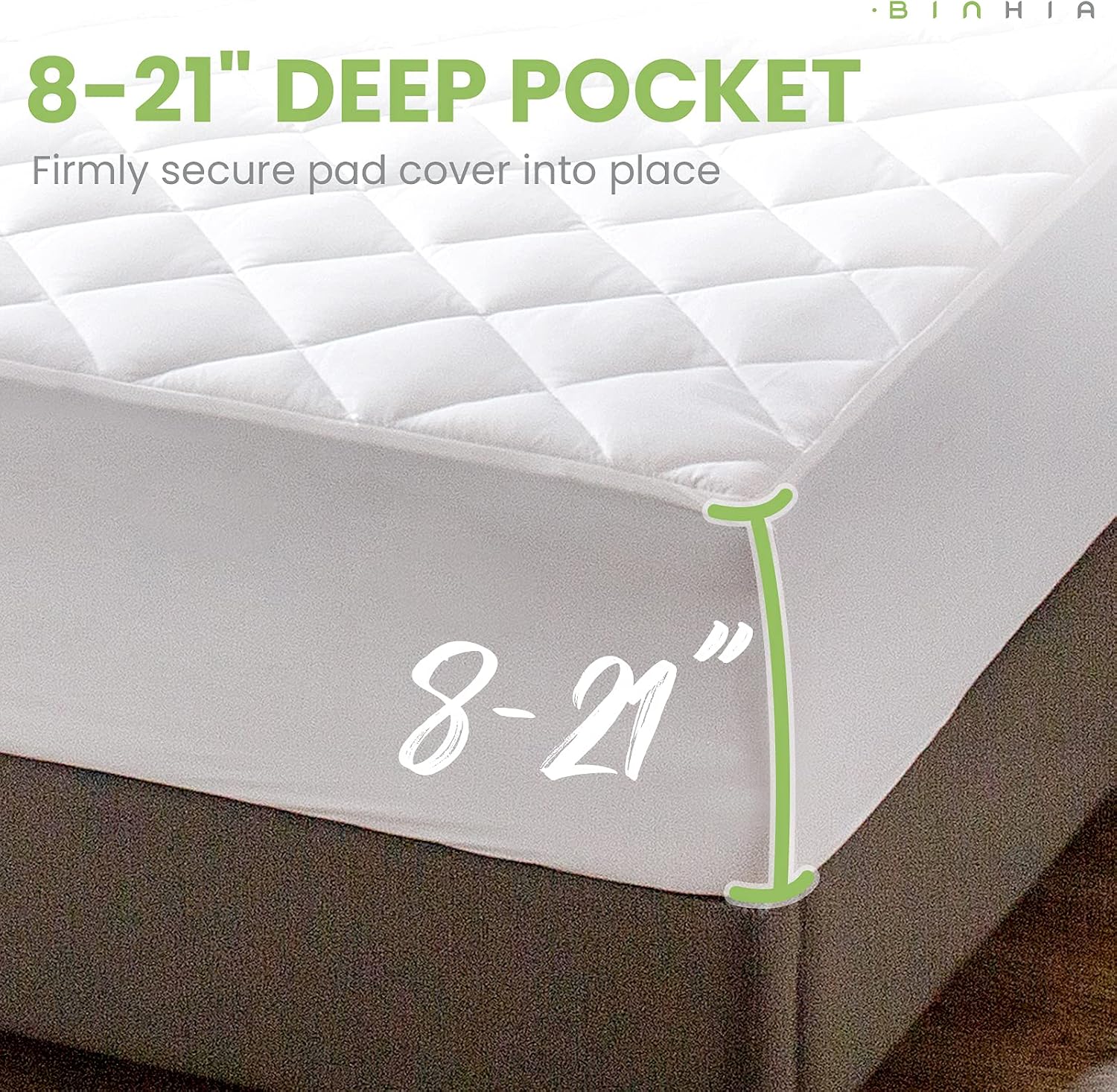 King Waterproof Mattress Cover Quilted Fitted Matttress Protector Pad with Deep Pocket Fitted 8"-21" Breathable Cooling Mattress Topper