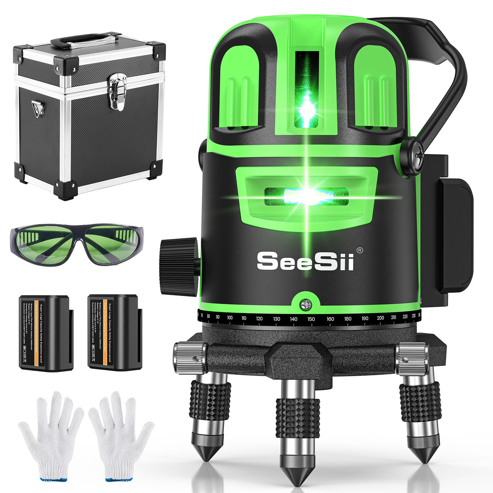 Amazon | SEESII レーザー墨出し器 グリーン レーザー水平器 5ライン